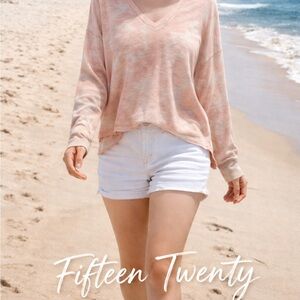 🌸Fifteen Twenty Relaxed Tie-Dye Drop Shoulder Sweatshirt - Pink & Cream size M